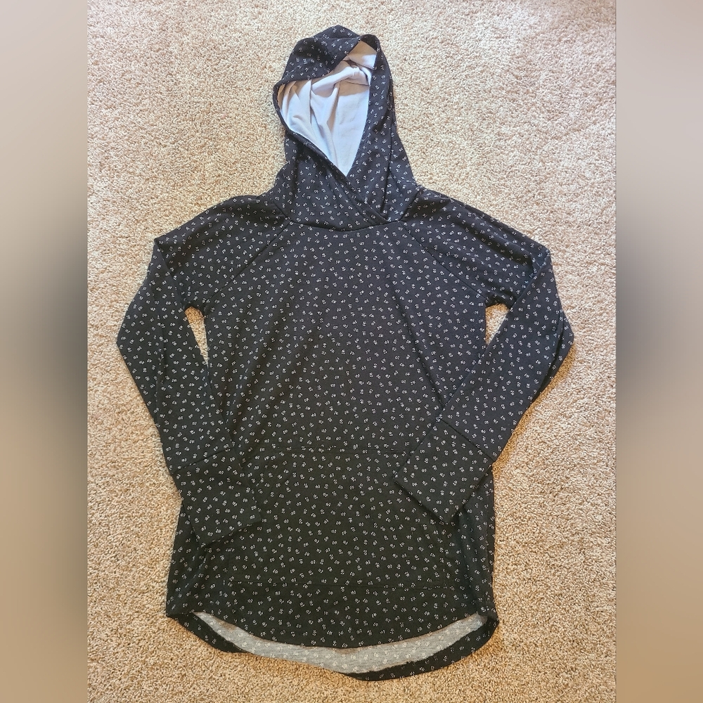 LuLaRoe S Amber Hoodie Black White Floral